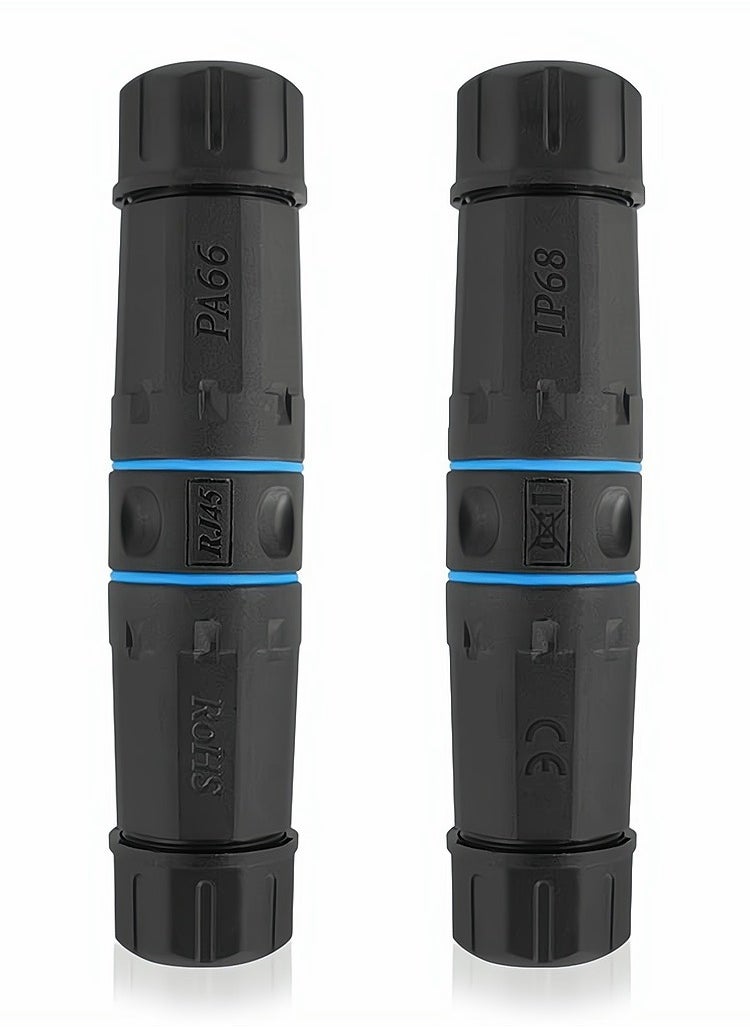 موصل RJ45 مقاوم للماء، موصل كبل شبكة LAN إيثرنت أنثى إلى أنثى CAT5/ CAT5E/ CAT6، محول موصل شبكة LAN خارجي برأسين، عبوة من قطعتين
