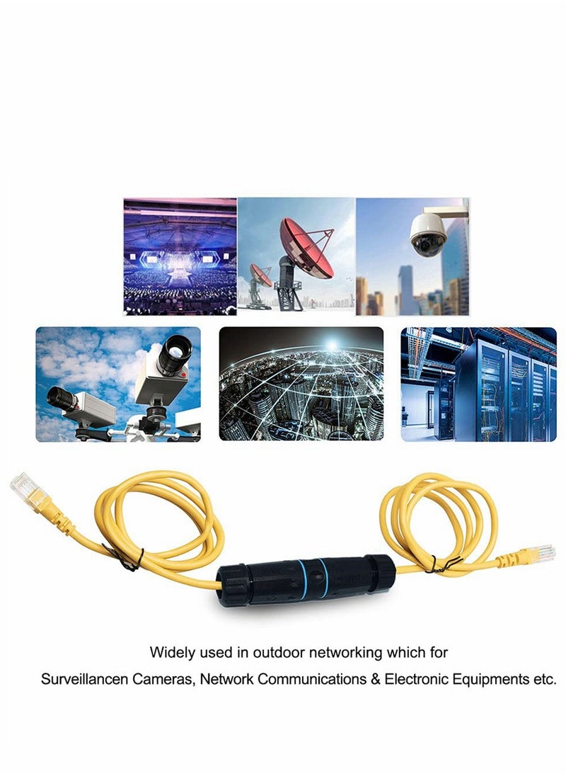 موصل RJ45 مقاوم للماء، موصل كبل شبكة LAN إيثرنت أنثى إلى أنثى CAT5/ CAT5E/ CAT6، محول موصل شبكة LAN خارجي برأسين، عبوة من قطعتين