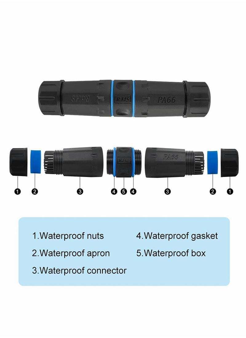 موصل RJ45 مقاوم للماء، موصل كبل شبكة LAN إيثرنت أنثى إلى أنثى CAT5/ CAT5E/ CAT6، محول موصل شبكة LAN خارجي برأسين، عبوة من قطعتين