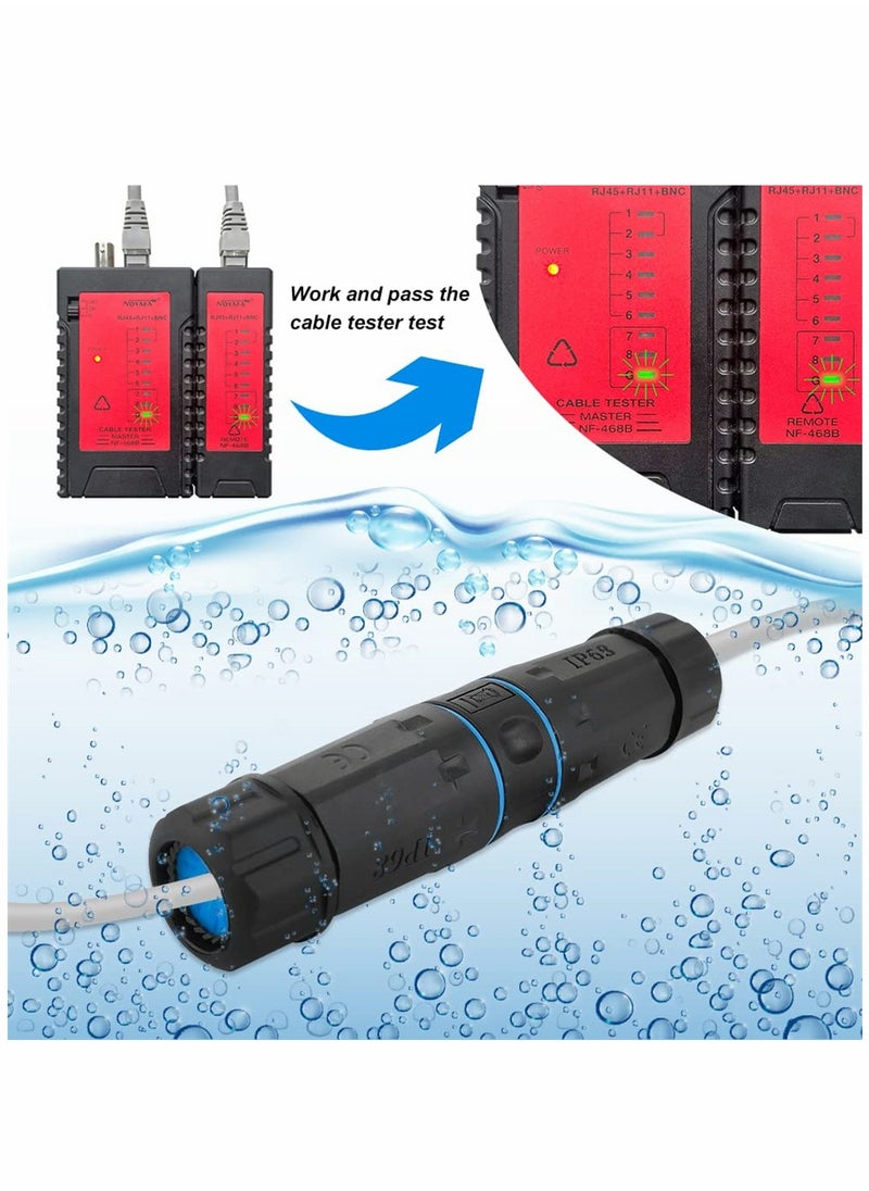 موصل RJ45 مقاوم للماء، موصل كبل شبكة LAN إيثرنت أنثى إلى أنثى CAT5/ CAT5E/ CAT6، محول موصل شبكة LAN خارجي برأسين، عبوة من قطعتين