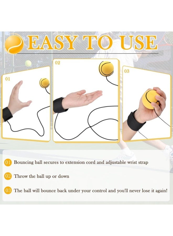 4 قطع من كرات المعصم، كرة رياضية مرتدة مقاس 2.36 بوصة مع شريط مقاومة، بيسبول، كرة قدم، هدية حفلة تدريب تنس، تمرين المعصم وألعاب ممتعة للأطفال والكبار. - Image 4