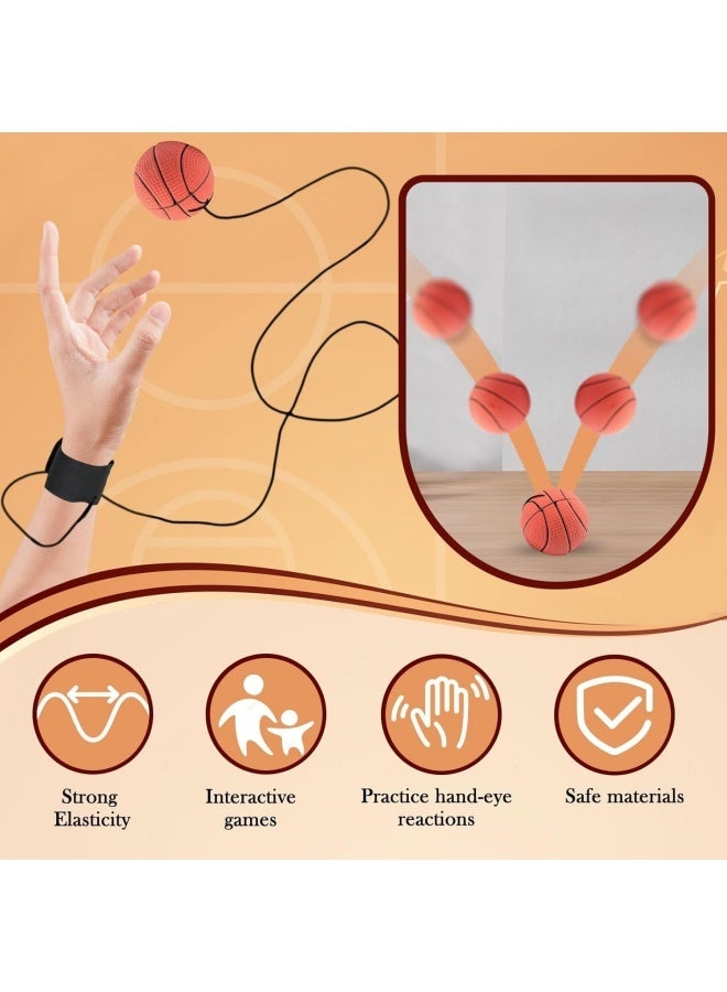 4 قطع من كرات المعصم، كرة رياضية مرتدة مقاس 2.36 بوصة مع شريط مقاومة، بيسبول، كرة قدم، هدية حفلة تدريب تنس، تمرين المعصم وألعاب ممتعة للأطفال والكبار. - Image 3
