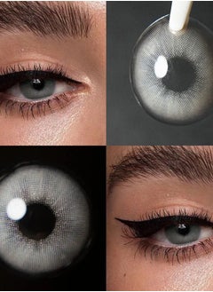 Unibling Rome Time Grey Yearly Colored Contact Lenses, Unisex Cosmetic Contact Lenses, Enlargement Collection, Light Grey, With Case  - Image 4