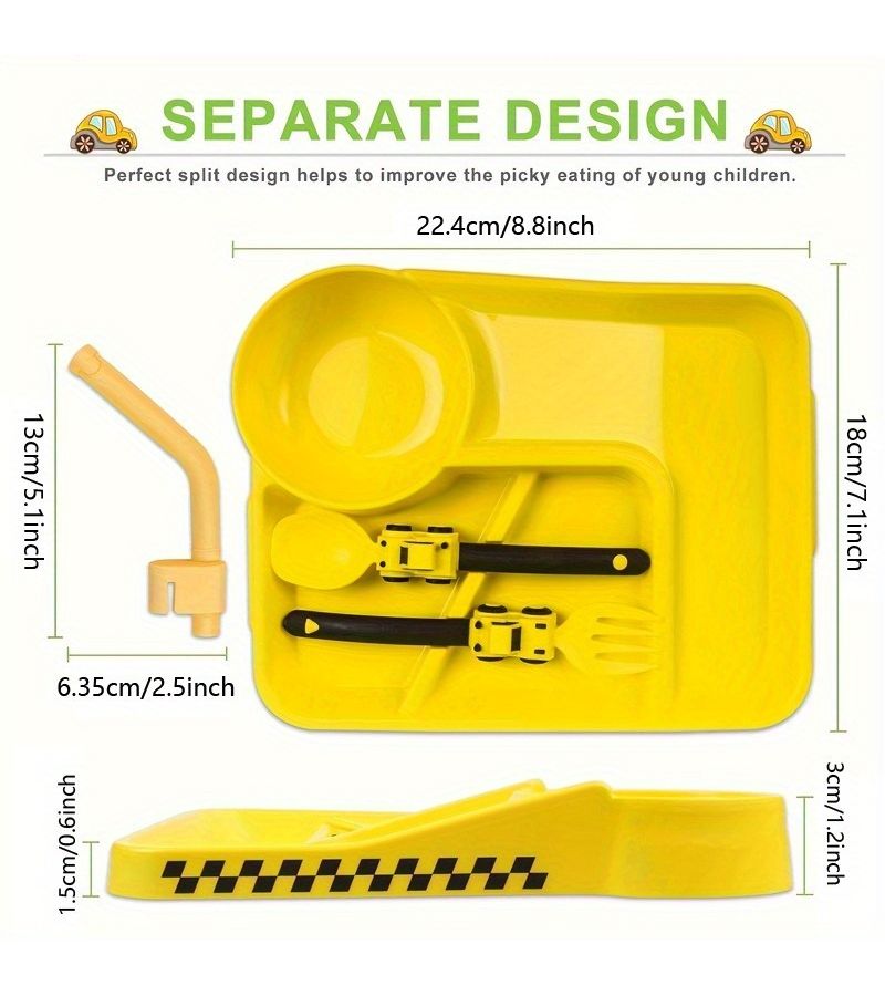 Baby Toddler Plates Green Feeding Set With Removable Straw Eating Utensil For Stocking Stuffers And Birthday Gifts - Image 2
