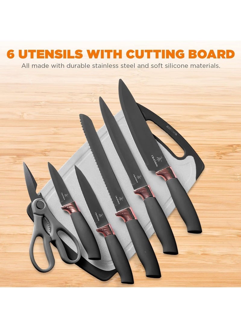 Silicone Kitchen Utensil Set 19-Piece - Wooden Handle Non-Stick Cooking Tools, Heat Resistant Spatula Set with Knife Set & Holder, BPA-Free Kitchen Cooking Gadget Kit - Image 3