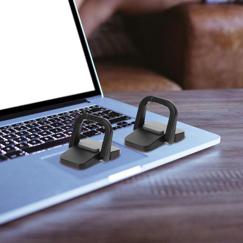 Laptop Vertical Stand Mini Laptop Riser Metal Cooling Holder Portable Notebook Support Holder 2pcs Black for Desk Computer Workspace - Image 5