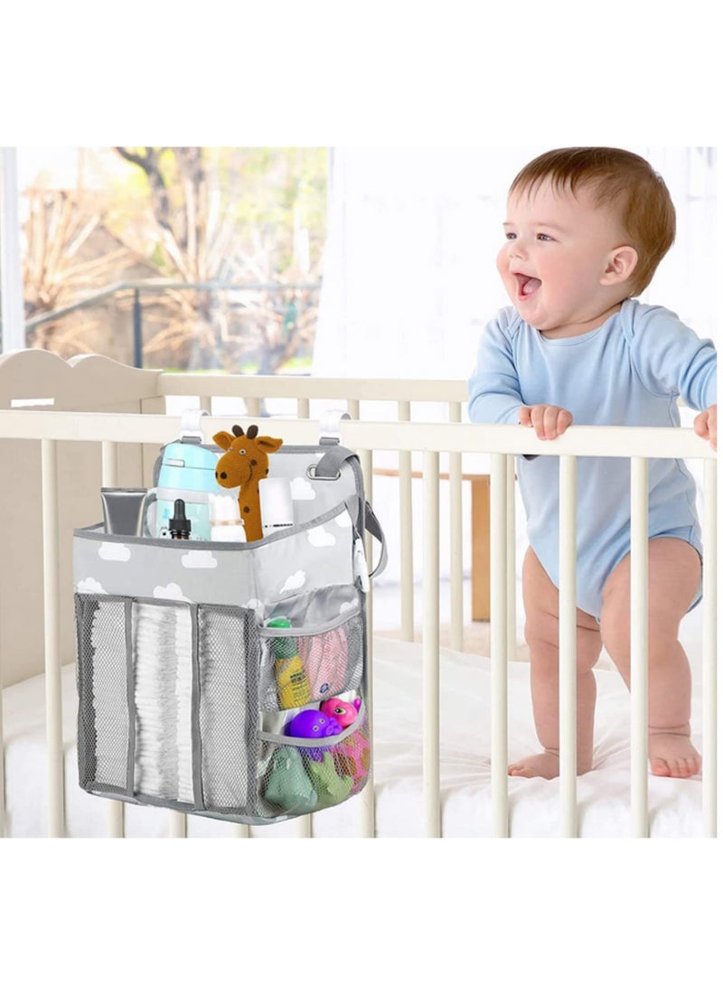 1 قطعة حقيبة تخزين معلقة لمهد الأطفال، منظم حفاضات، منظم سرير الأطفال، حقيبة أساسيات الرضيع، عربة حفاضات، مجموعات فراش مهد الأطفال - Image 4