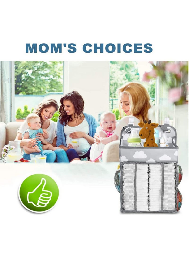 1 قطعة حقيبة تخزين معلقة لمهد الأطفال، منظم حفاضات، منظم سرير الأطفال، حقيبة أساسيات الرضيع، عربة حفاضات، مجموعات فراش مهد الأطفال - Image 3