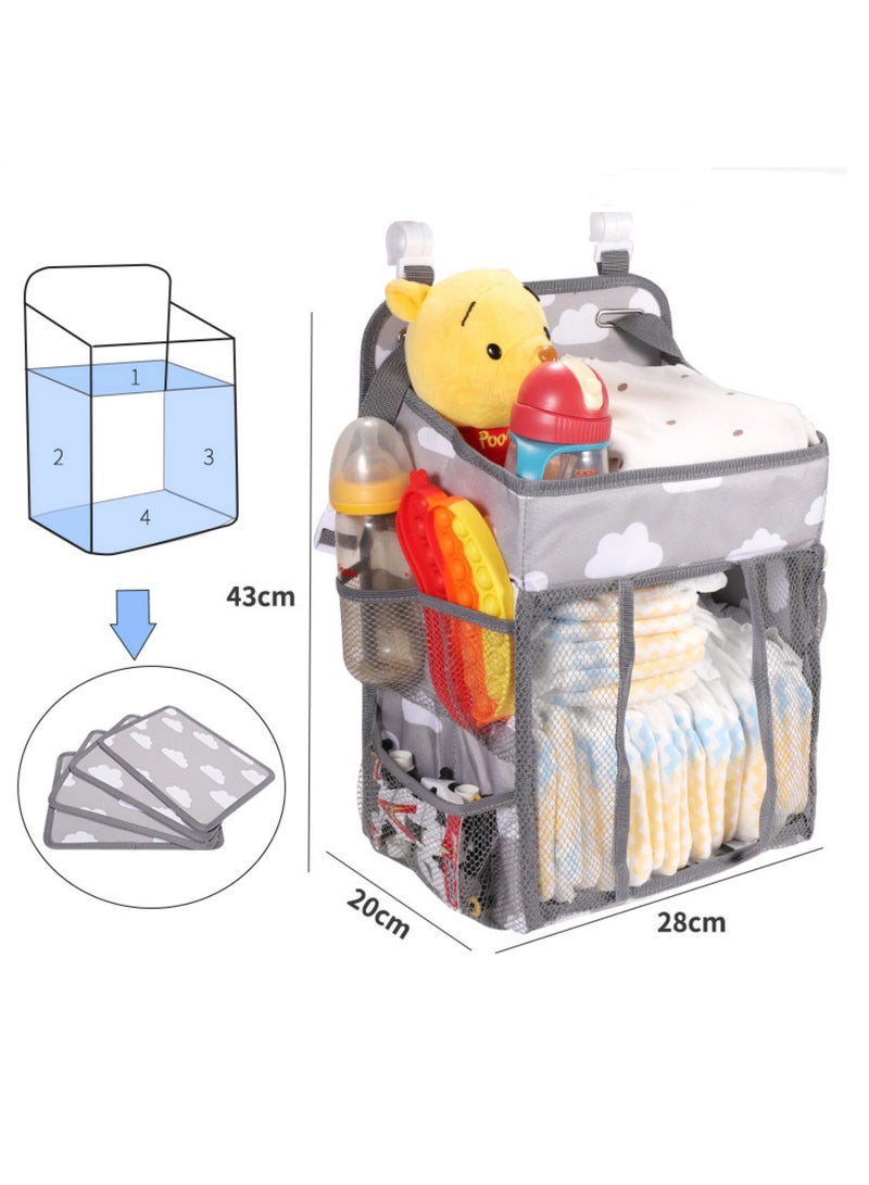 1 قطعة حقيبة تخزين معلقة لمهد الأطفال، منظم حفاضات، منظم سرير الأطفال، حقيبة أساسيات الرضيع، عربة حفاضات، مجموعات فراش مهد الأطفال - Image 5