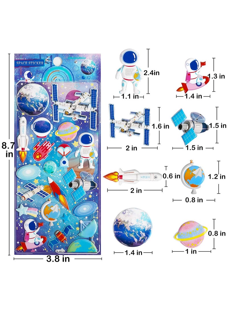 3D Puffy Space Stickers for Toddler Boys, 4 Pack Self Adhesive Foam Outer Space Themed Stickers with Planet, Astronaut, Rocket, Solar System for Scrapbooking Crafts, Party Favors Goodie Bags Stuffers - Image 2