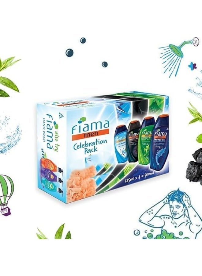 Fiama Men Celebration Pack with 4 Unique Body Wash Shower Gels for Men, 500ml (125ml Pack of 4) Body Wash with Skin Conditioners for Moisturized Skin, Gift for Men, Gift Set, Anniversary Gift, Birthday Gift, Bodywash Shower Gel Combo - Image 2