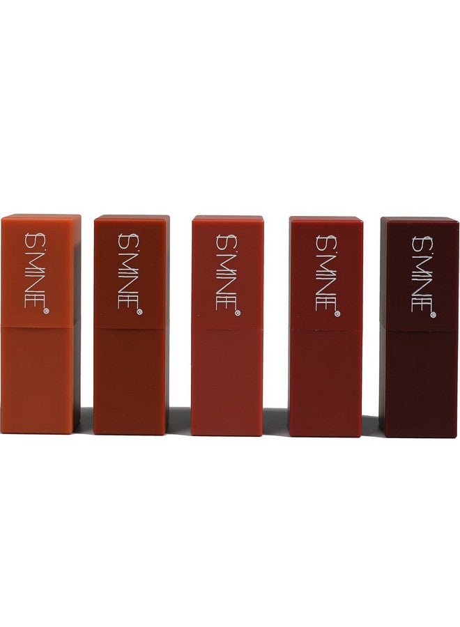 IS'MINE 5PCS Matte Lipstick Makeup Set, Natural Nude Lipstick Velvet Smooth Not Fade Waterproof Mini Lipstick Set (SET A) - Image 2