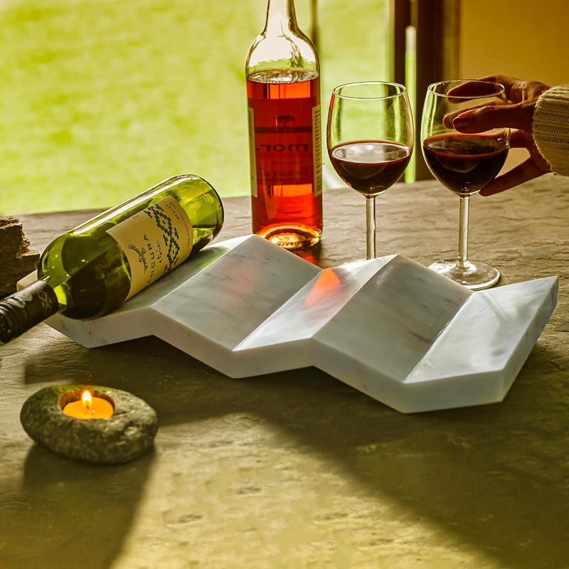 PAARKHI White Marble Exquisite Handy Marble Wine Rack - Image 2