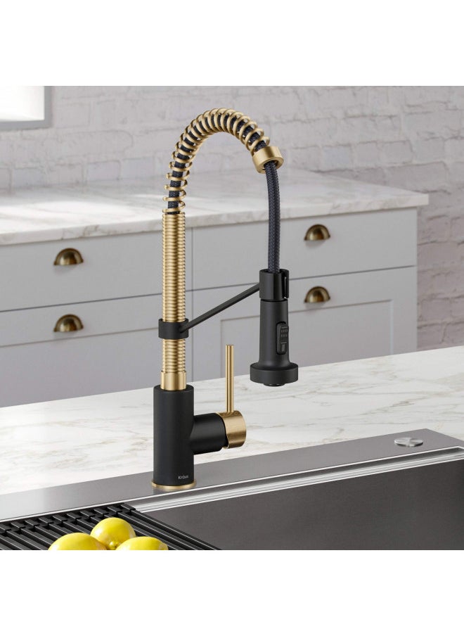 Kraus KPF-1610SFACBMB Bolden 18-Inch Single Handle Commercial Style Pull-Down Kitchen Faucet with Dual Function Sprayer, Spot Free Antique Champagne Bronze/Matte Black - pzsku/ZBDA130D56AB63FED0BDEZ/45/_/1731077927/ce12a974-dc37-4002-ae56-03d4bfb5f8c5