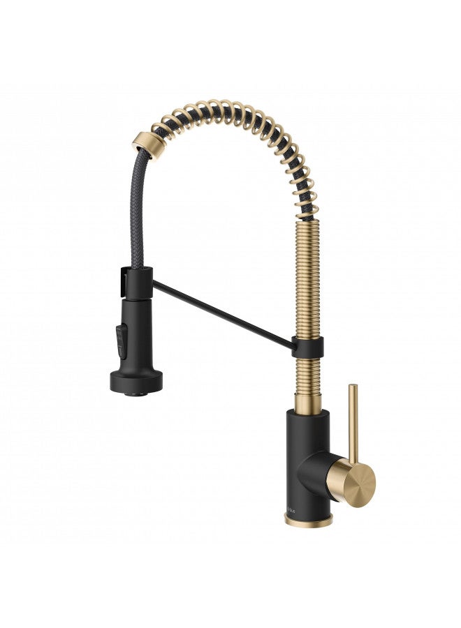 Kraus Kraus KPF-1610SFACBMB Bolden 18-Inch Single Handle Commercial Style Pull-Down Kitchen Faucet with Dual Function Sprayer, Spot Free Antique Champagne Bronze/Matte Black  - Image 1