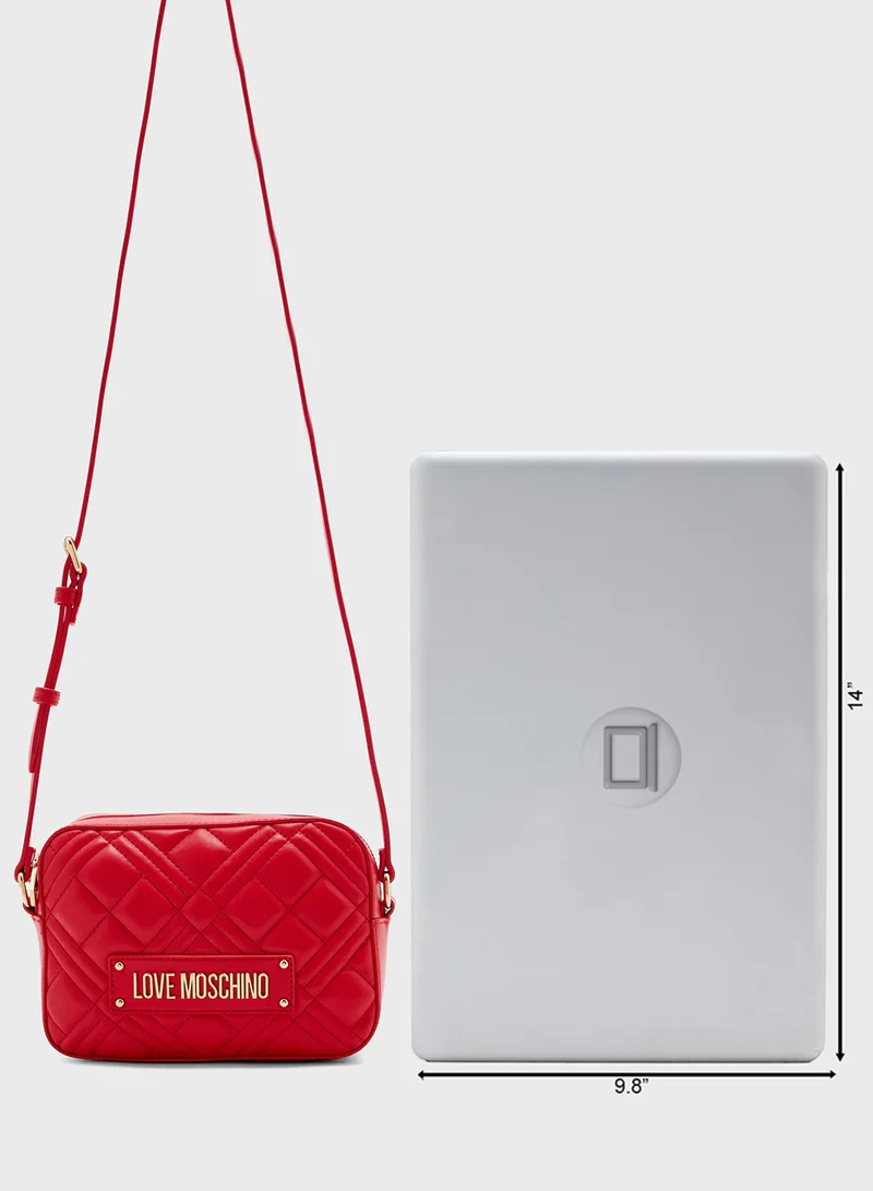Love Moschino Logo Detailed Zip Over Crossbody