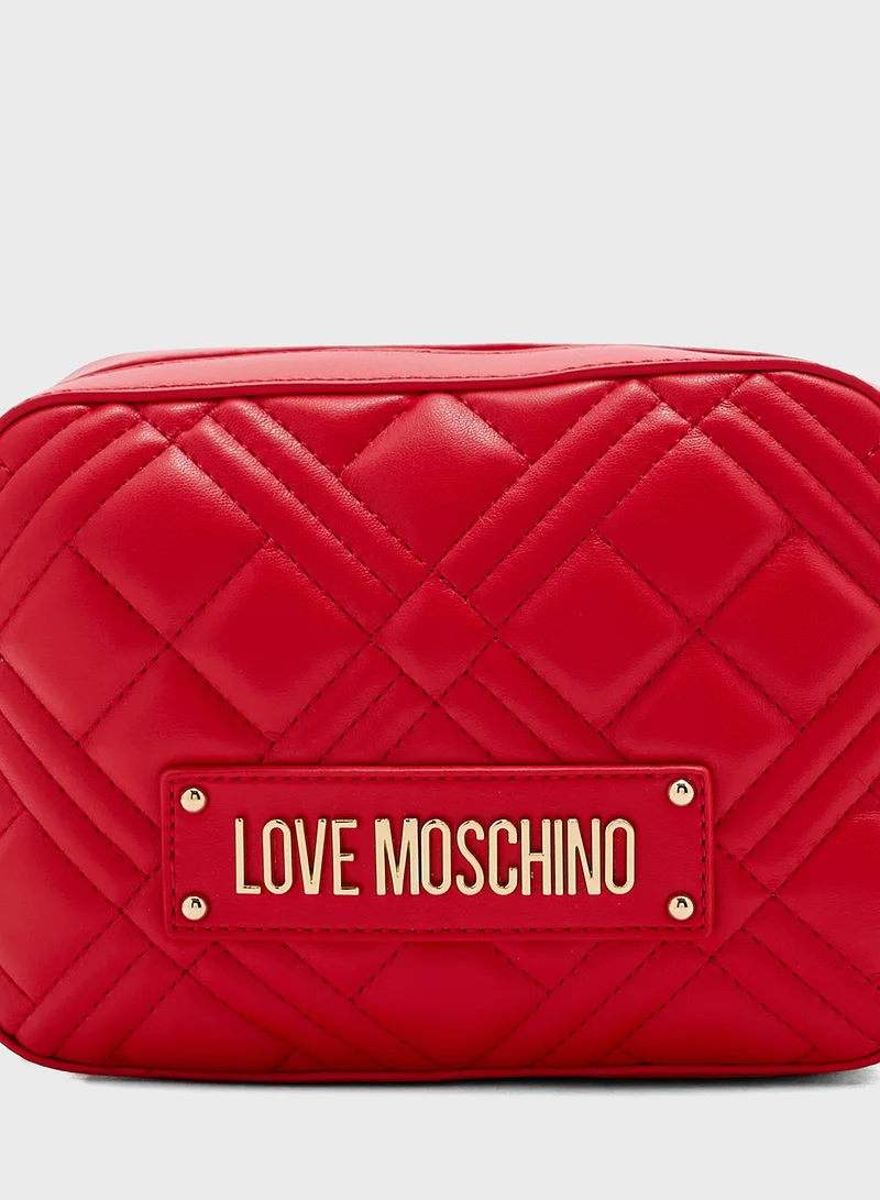 Love Moschino Logo Detailed Zip Over Crossbody