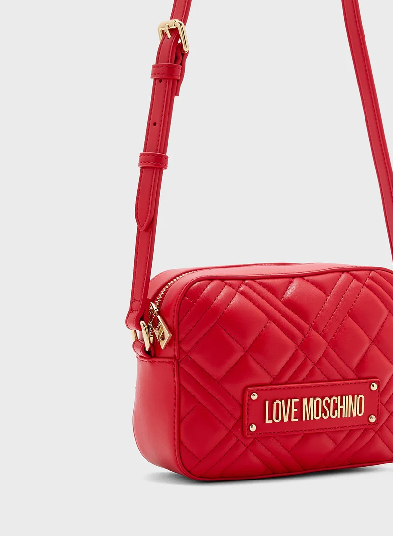 Love Moschino Logo Detailed Zip Over Crossbody