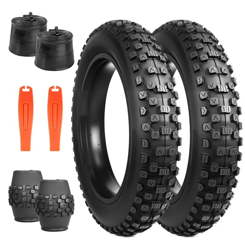 Generic BALINGE 2 Pack Fat Tire for Ebike Mountain Bike Heavy Duty High-Performance Wear-Resistant E-Bike Mountain Snow Bike Tire 20" x 4"，Black，2 Tires 2 Tubes 2 levers  - Image 1