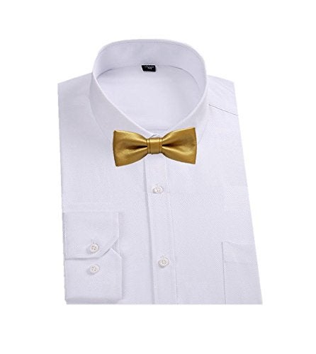 Hello Tie Pre-tied Pure Color PU Leather luxury Bow Ties Collar for Men-Gold - Image 4