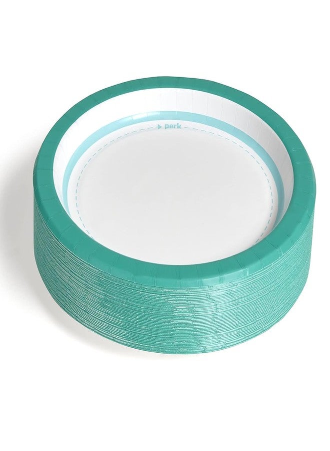 Perk Staples Paper Plates, 8.5 Inch, Medium-Weight Microwave-Safe, Disposable For Everyday Meals, Kitchen, Breakroom, Company Events, 125-Pack, White/Teal - Image 5