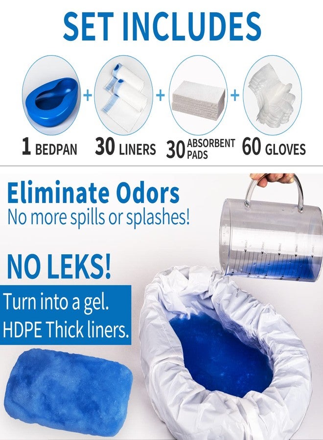 MINIVON Bedpan Set with 30 Super Absorbent Pads and Disposable Liners, Bed Pans for Elderly Females Women and Men Comfortable, Thick PP Extra Large Heavy Duty by MINIVON - Image 2