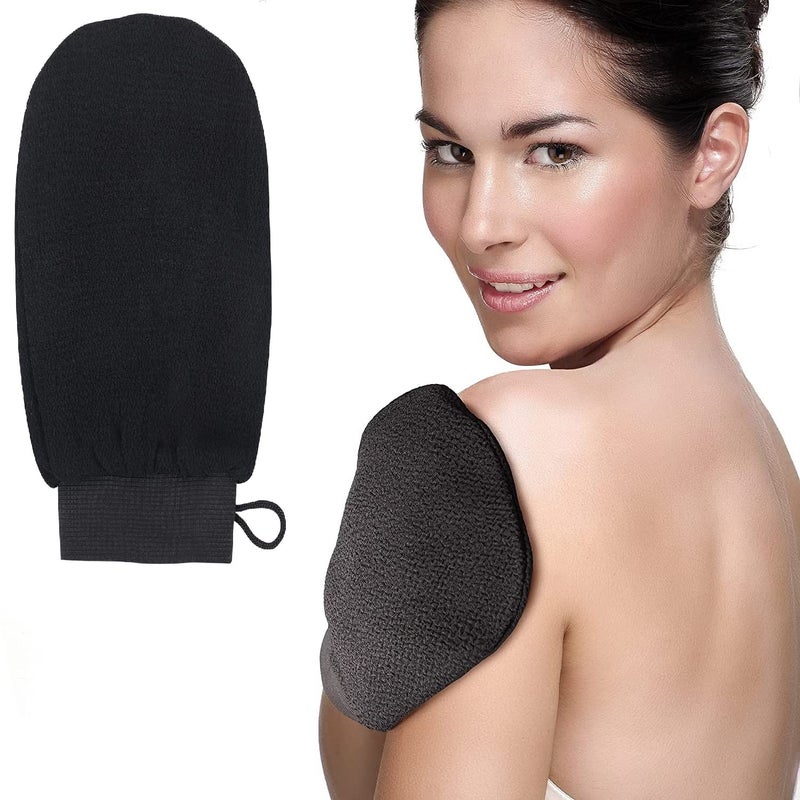 JHEPCOIN Spa Massage Body Scrubber Cleaner Gloves Exfoliating Body Face, Dead Skin Remover Deep Scrubbing Exfoliating Mitt Body Glove (Pack of 1, Black) - Image 1