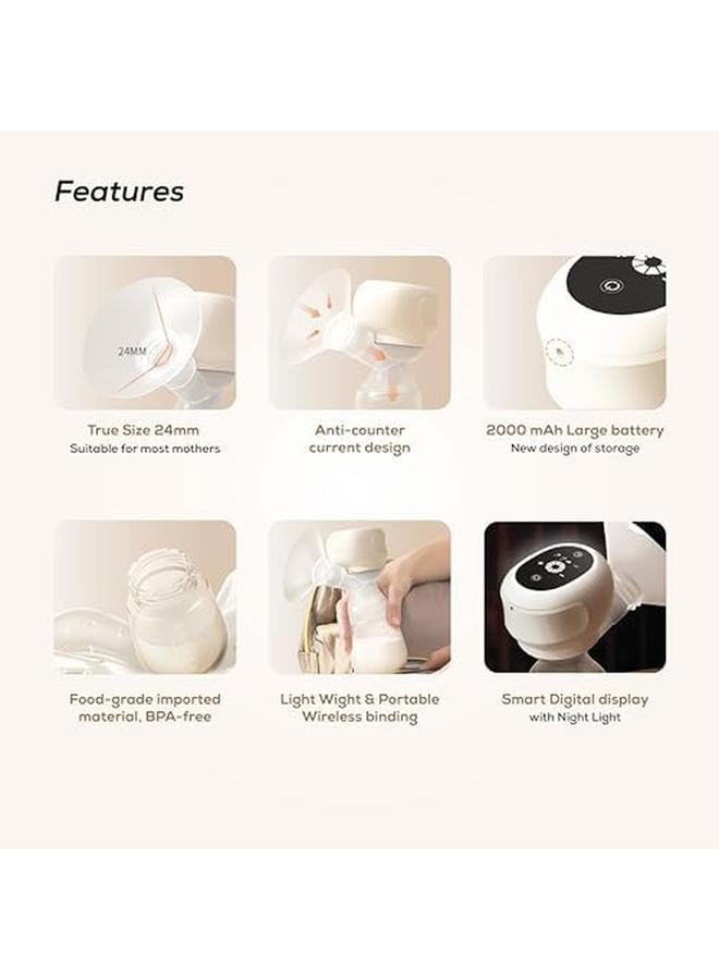 نورتر مضخة ثدي كهربائية مزدوجة يمكن ارتداؤها بدون استخدام اليدين من كوزي، 09 مستويات، 3 أوضاع مع شاشة إل سي دي، صغيرة وخفيفة الوزن، شفط حليب غير مؤلم، أبيض 180 مل، عبوة من قطعتين - Image 2