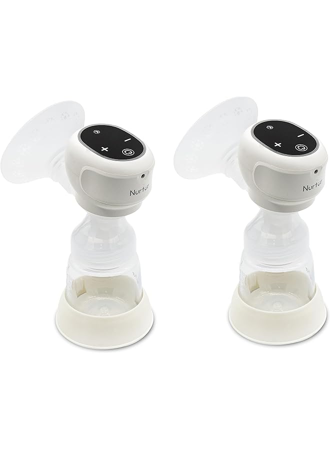 نورتر مضخة ثدي كهربائية مزدوجة يمكن ارتداؤها بدون استخدام اليدين من كوزي، 09 مستويات، 3 أوضاع مع شاشة إل سي دي، صغيرة وخفيفة الوزن، شفط حليب غير مؤلم، أبيض 180 مل، عبوة من قطعتين - Image 1