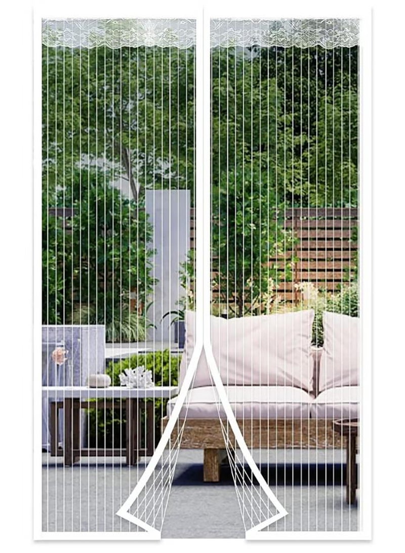 Mosquito Door Net, Magnetic Curtain, Magnet Door Screen, Fly Screen for Door, Anti Mosquito Mesh Fly Net Curtain, Shuts Automatically, Keep Fresh Air in & Bugs Out Door (90 x 210 cm)