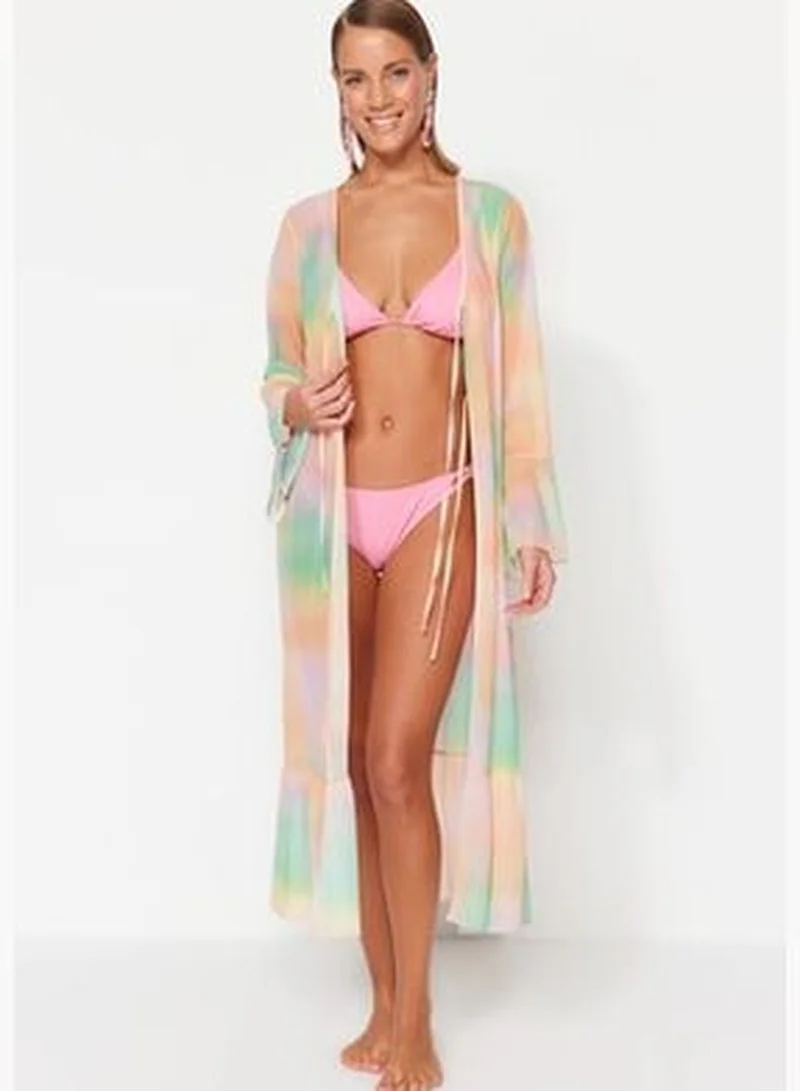 trendyol Gradient Patterned Maxi Knitted Ruffles Kimono & Kaftan TBESS23KM00043