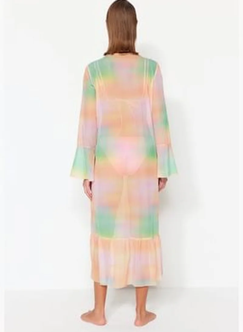 trendyol Gradient Patterned Maxi Knitted Ruffles Kimono & Kaftan TBESS23KM00043