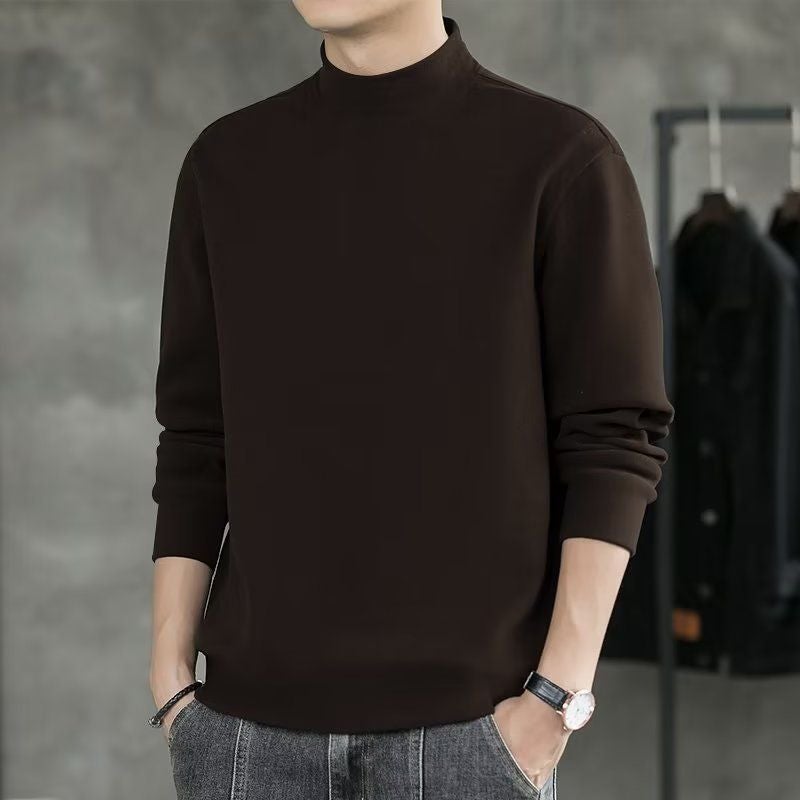 Men'S Thermal Sweatshirt 2025 Autumn Half-High Collar Loose Long-Sleeve T-Shirt Warm Base Layer Men'S Clothing Youth Trend - Image 1