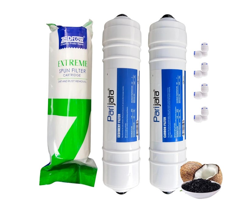 PARIJATA Coconut Carbon Filter 900IV Sediment Filter PP Spun Filter for RO Water Purifier Servicing Pack of 3 - Image 1