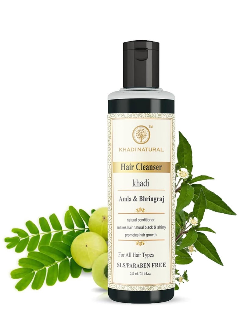 Khadi Organic Khadi Natural Amla&Bhringraj Shampoo/Cleanser For Controlling Dandruff&Hair Fall|Shampoo For Reducing Scalp Irritation|Paraben&Sulphate-Free|Suitable For All Hair Types,210Ml - Image 1