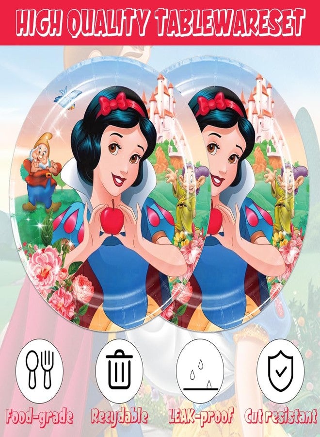 OMTO 40pcs Snow White Party Supplies include 20 plates, 20 napkins for the Snow White Birthday Party Decoration - Image 3