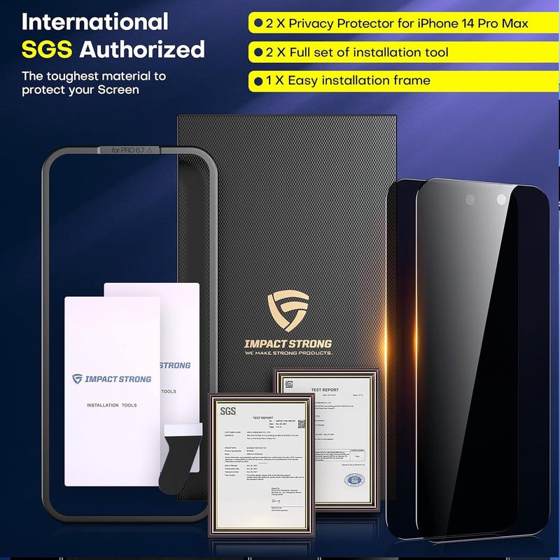 ImpactStrong Anti-Spy Privacy Screen Protector for iPhone 17 (6.3-Inch), 9H Tempered Glass, Shatter-Resistant, Anti-Scratch, Easy Install Kit, Case Friendly, 2-Pack - Image 4