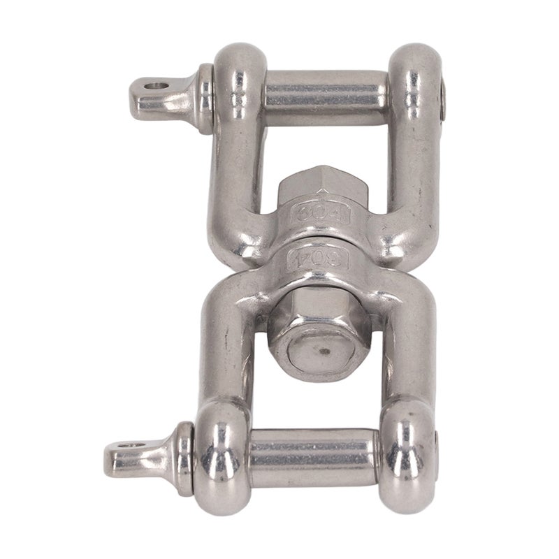 Stainless Steel Shackle 12mm/0.47in 360 Degree Rotation Double Jaw Shackle - 304 Stainless Steel Rust Proof Anchor Shackle for Indoor Outdoor Lifting Hammock Climbing - Image 1