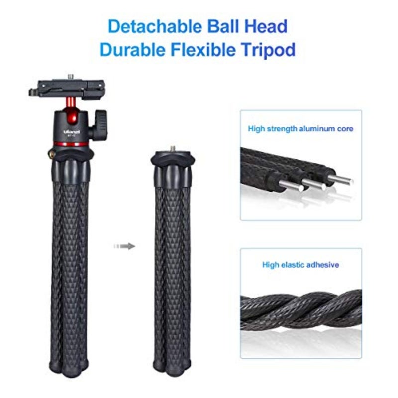 MT-11 Camera Tripod: Mini Flexible Stand with Hidden Phone Holder, Cold Shoe Mount, 1/4'' Screw for Magic Arm Universal for iPhone 13/12 Pro Max/XS Max/X/8, Samsung, Canon, Nikon, Sony Cameras - Image 4