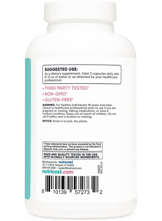 Nutricost نوتريكوست دي مانوز مع مستخلص التوت البري للنساء 1300 ملغ 180 كبسولة - Image 4