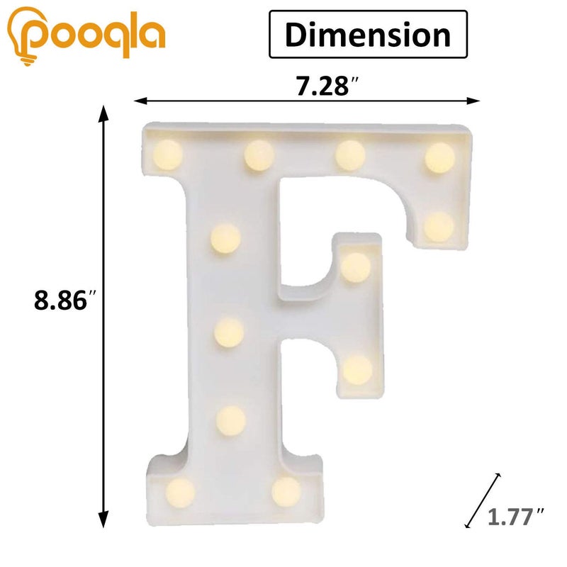 بوكلا POOQLA LED LED LED LITTER LIGHTS Sign Up Alphabet Letter for Home Party Wedding Decoration F - Image 3