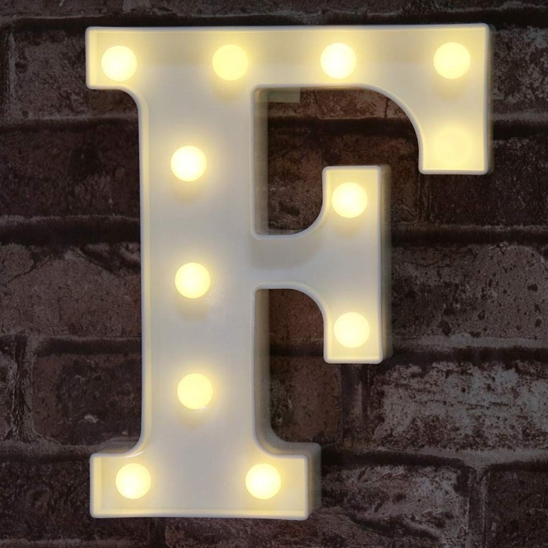 بوكلا POOQLA LED LED LED LITTER LIGHTS Sign Up Alphabet Letter for Home Party Wedding Decoration F - Image 1