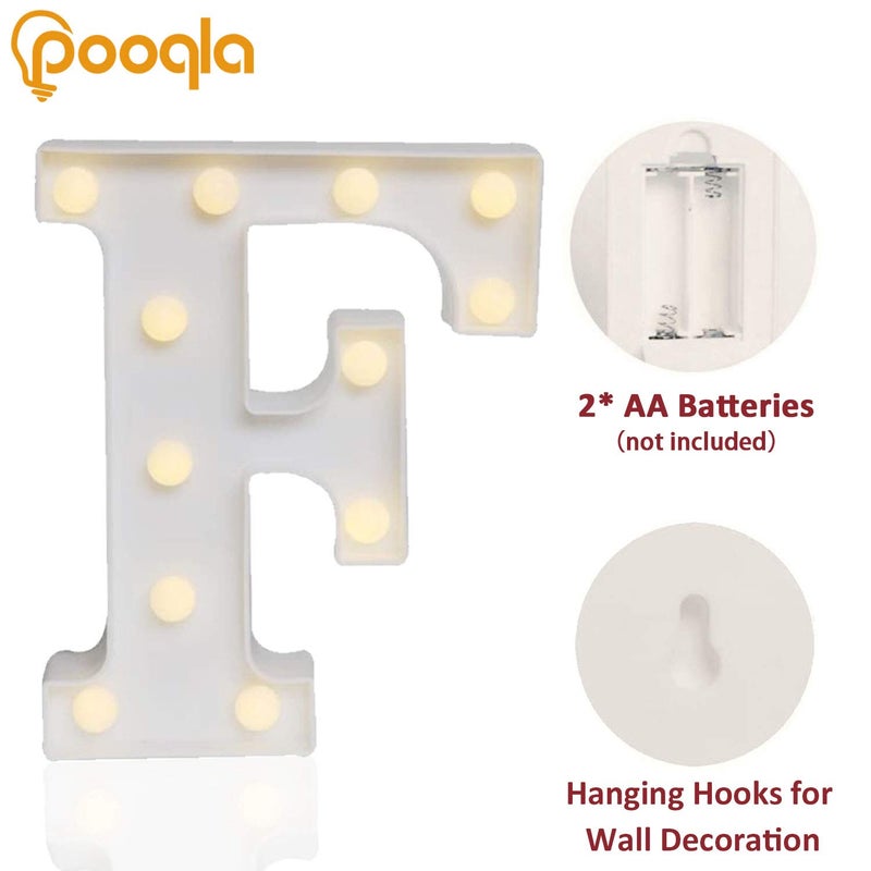 بوكلا POOQLA LED LED LED LITTER LIGHTS Sign Up Alphabet Letter for Home Party Wedding Decoration F - Image 2