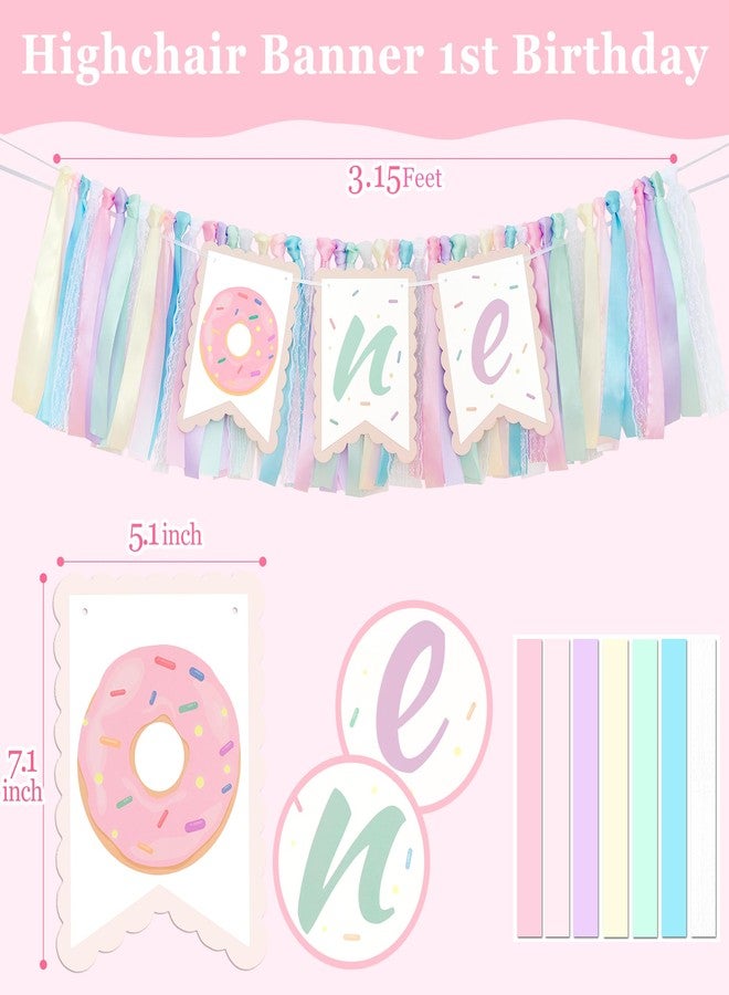 Kriyokiaa Donut Highchair Banner 1st Birthday Girl Sweet One Birthday Party Decorations Rainbow High Chair Banner Photo Background - Image 3