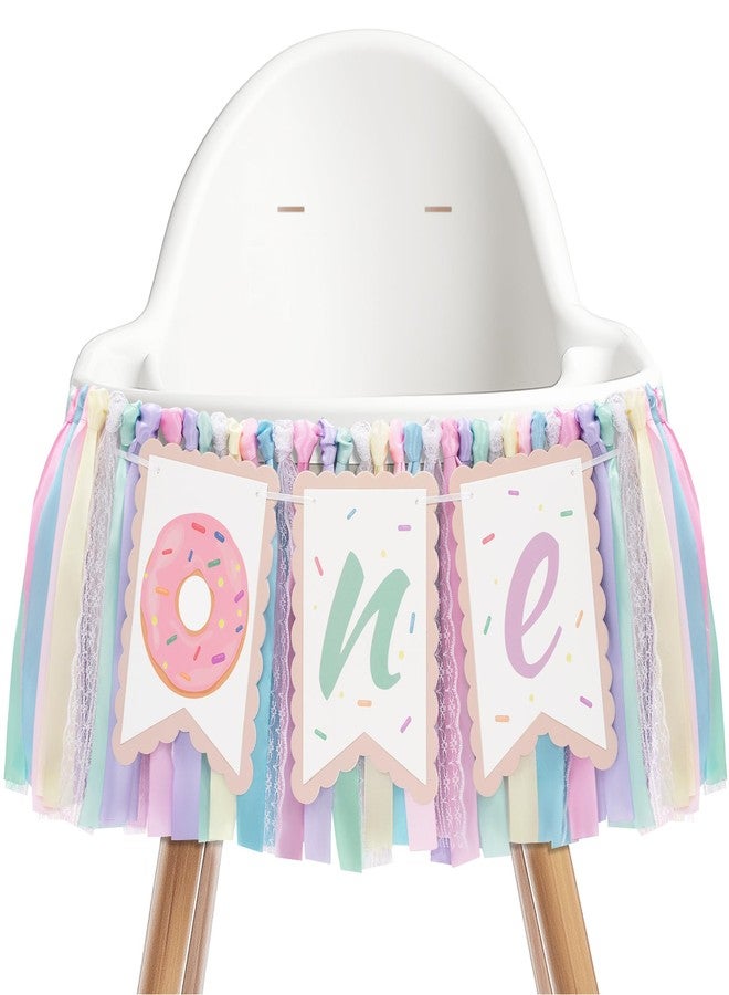 Kriyokiaa Donut Highchair Banner 1st Birthday Girl Sweet One Birthday Party Decorations Rainbow High Chair Banner Photo Background - Image 1