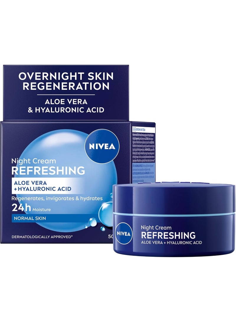 NIVEA Refreshing Night Cream with Aloe Vera & Hyaluronic Acid, 50ml