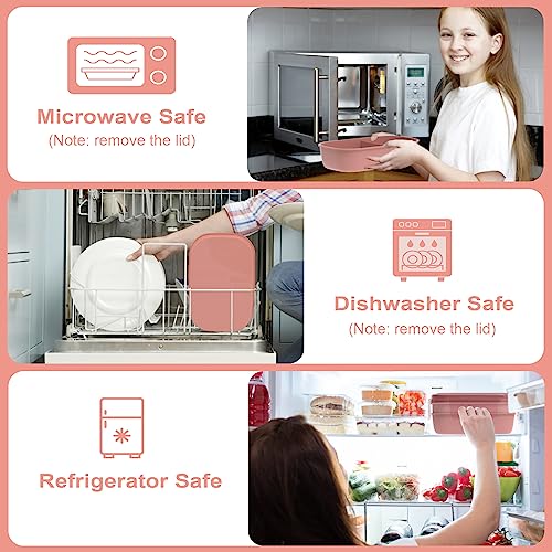 JBGOYON® Bento Lunch Box Set - 3 Stackable Containers for Adults and Kids，lunch box for women- Includes Lunch Bag, Leak-Proof and BPA-Free - Built-in Utensil Set - Dishwasher Safe (Pink) - Image 4