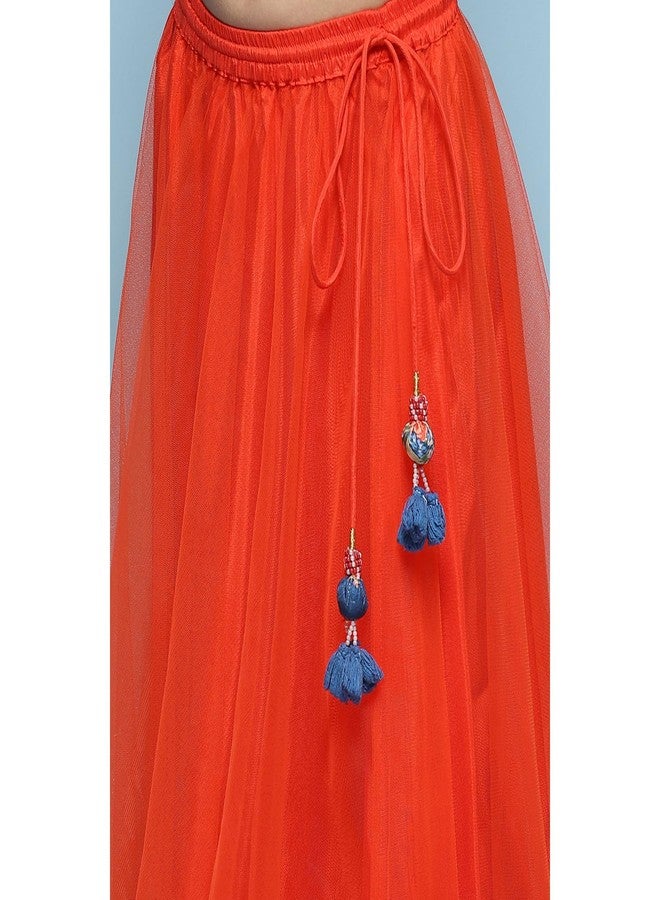 BIBA Girls Polyester Lehenga Set Readymade Red 5 - Image 3