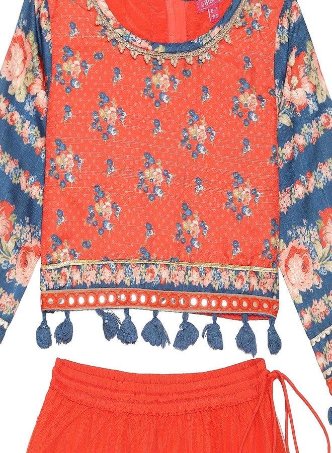 BIBA Girls Polyester Lehenga Set Readymade Red 5 - Image 4