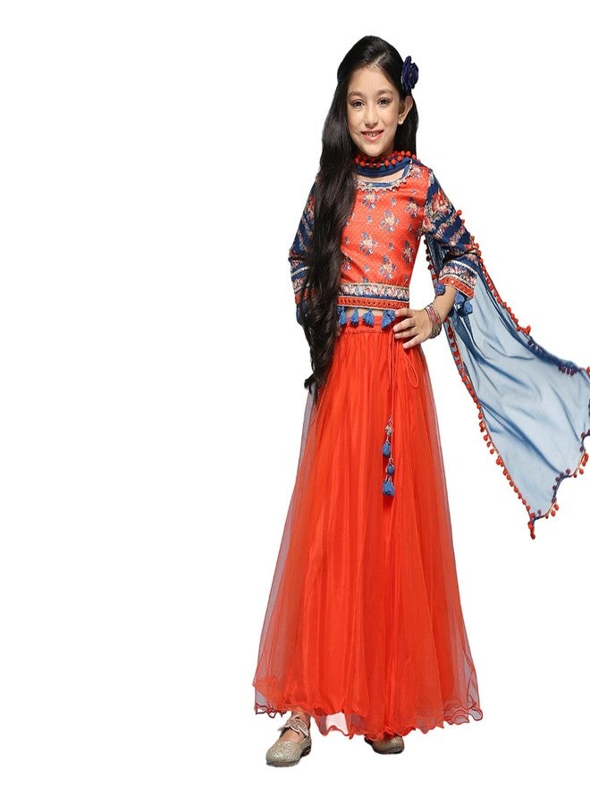 BIBA Girls Polyester Lehenga Set Readymade Red 5 - Image 1